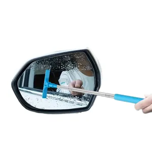 Stainless steel telescopic car rearview mirror wiper squeegee for window glass cleaning