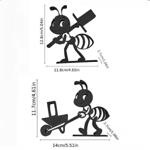 Detailliertes Maßdiagramm des 3D gedruckten Ameisen Toilettenpapierhalters in Ansicht.