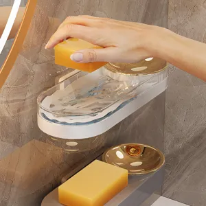 Multi-functional rotating soap holder wall-mounted bathroom draining soap box storage rack.