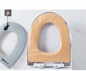 Fundas de asiento de inodoro con cremallera y asa, alfombrilla de baño suave y lavable.