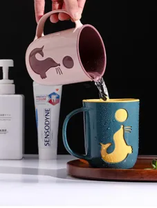 Tazza portaspazzolino in plastica coppia delfino cartone animato bicchiere collutorio