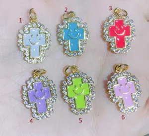 Micro Inlaid 14K Gold Plated Zircon Cross Drip Oil Geometric Pendant Alloy Fashion Jewelry Gift For Women