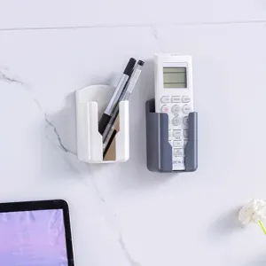 Wall mounted remote control holder punch free plastic storage box for home office organizer