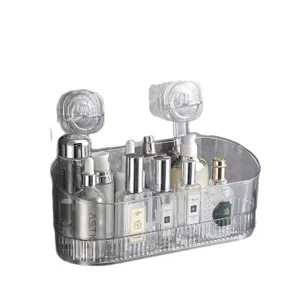 Klarer wandmontierter Saugnapf-Lagerregal fur Badezimmer Kosmetik-Organizer Aufbewahrungsbox
