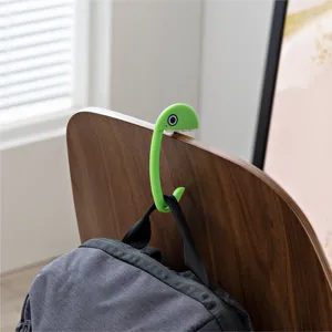 Gancho de bolso dinosaurio verde lindo para escritorio, colgador mochila portátil oficina escuela.