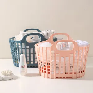 Panier de Rangement Pliable en Plastique Corbeille à Linge Design Creux Organisateur Portable pour Salle de Bains Articles Ménagers