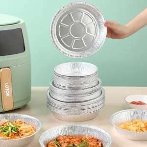 Bacs en Papier d'Aluminium Jetables Ronds pour Friteuse à Air Plaques de Gril Antiadhésives Outils de Cuisson