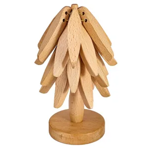 Wooden tree coaster set natural wood trivet creative table mat cute desktop ornament home decor