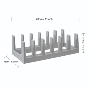 Kitchen Pot Lid Holder Plastic Dish Draining Rack Countertop Pan Cover Organizer Multi-Slot Storage Stand