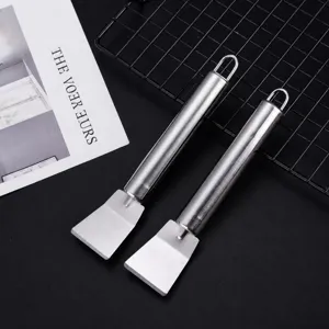 Outil de grattoir de nettoyage de cuisine en acier inoxydable, spatule robuste pour la graisse.
