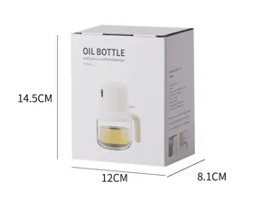 Heat-resistant glass oil spray bottle for kitchen cooking, press design, 180ml capacity.