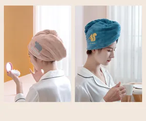 Koraalvleece droog haar muts, super absorberende snel drogende haarhanddoek voor vrouwen.