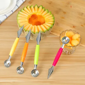 Stainless Steel Fruit Baller And Carving Knife Multifunctional Melon Digger Fruit Platter Cutter Kitchen Gadget Tool