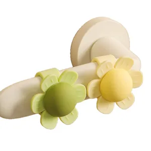 Silicone door handle cover cartoon flower safety mute anti-collision protection pad for home.