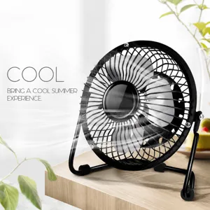 Mini Silent USB Desk Fan Rotatable Iron Art Aluminum Blade Personal Cooling Fan For Office Home Desktop