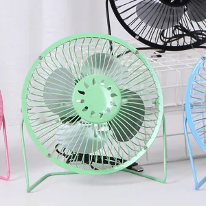 6-inch mini USB desk fan with metal blades and adjustable iron frame for office cooling.