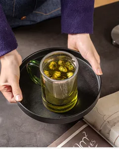 Tasse à thé en verre avec filtre en acier inoxydable et poignée, mug résistant à la chaleur.