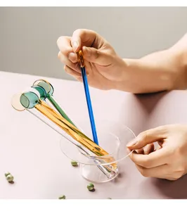 Japanese heat-resistant glass stirring rod for coffee, juice, and long handle dessert spoon.