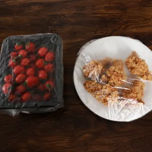 Films étirables élastiques jetables pour bols d'aliments assiettes et plateaux de fruits PE.