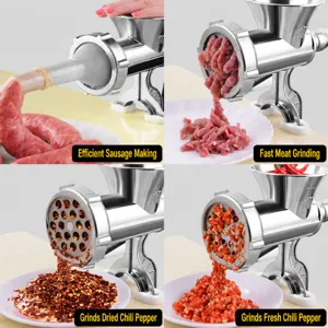 Tritacarne manuale e insaccatrice in acciaio inossidabile per macinare carne e peperoncino.