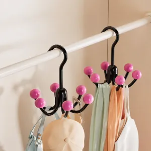 360 degree rotating multi-claw wardrobe hook, punch-free hanging rack for bags, hats and ties.