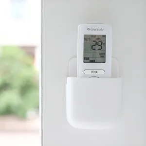 Wall-mounted remote control storage box punch-free white plastic phone holder stand for home