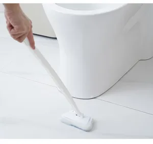 Cepillo de limpieza de mango largo con cabezal de esponja reemplazable para azulejos y baño.