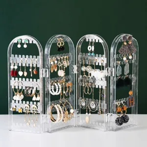 Klappbarer Ohrring-Ständer aus Acryl, transparenter Schmuck-Organizer für den Laden.
