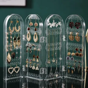 Klarer Acryl Faltbildschirm Schmuck Display Ständer Desktop Organizer für Ohrringe Ketten