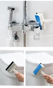 Multifunctional 2-in-1 glass cleaning brush with squeegee and sponge for efficient window cleaning.