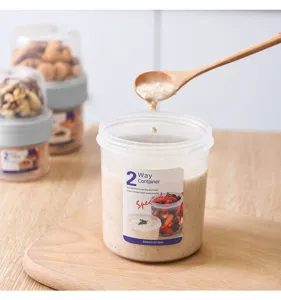 Tragbarer doppelseitiger Joghurt Müslibehälter versiegelter Vorratsbehälter Löffel