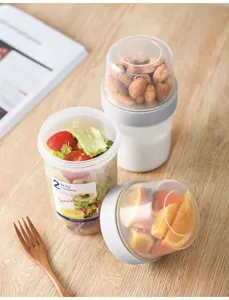 Tragbare doppelschichtige Frischehaltedose für Joghurt, Salat, Obst und leckere Snacks.