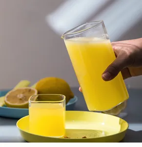 Viereckige Glaskanne und Tassen Set hitzebeständig Glas Milch Kaffee Geschirr Detail