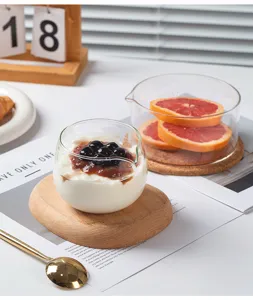 Bol verseur en verre borosilicaté transparent résistant à la chaleur pour dessert et sauce