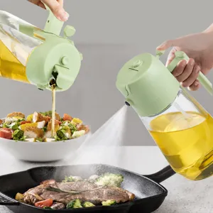 Household Kitchen Glass Oil Sprayer Bottle 2-in-1 Press Type Oil Dispenser