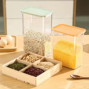 Bocal de Stockage Scellé en Plastique Qualité Alimentaire Épaissi Conteniteur de Céréales Étanche Cuisine Organisateur Transparent Avec Couvercle