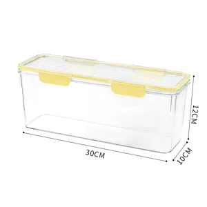 Plastic Airtight Noodle Storage Box Clear Food Container Kitchen Pantry Organizer with Secure Sealing Lids