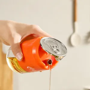 Creative Glass Oil Dispenser Cola Can Shape Leak Proof Seasoning Bottle With Automatic Open Lid For Kitchen Home Gadgets