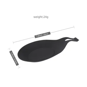 Black silicone spoon rest heat resistant kitchen tool pad utensil holder for cooking counter