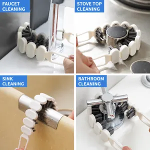 Flexible Fugenreinigungsbürste für Bad und Küche, biegt sich um Wasserhähne und Spülen.
