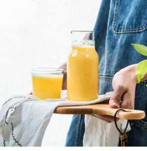 Ensemble pichet et tasse en verre résistant à la chaleur pour jus et eau froide details