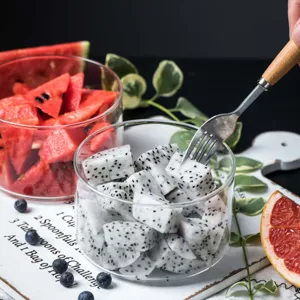 Bol en verre résistant à la chaleur pour fruits, desserts et salades minimaliste.