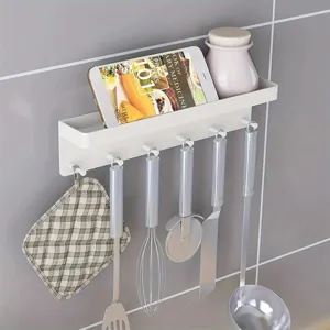 Keuken wandrek zonder boren hangende organisator plank met haken voor kookgerei