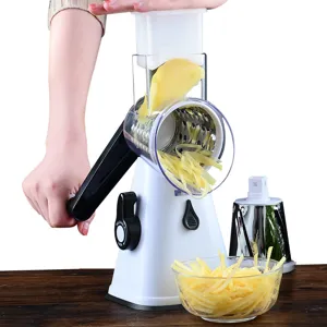 Multifunctional manual rotary vegetable grater kitchen potato slicer shredder with blades.