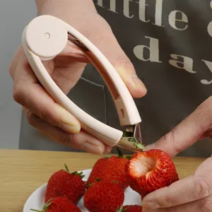 Stainless steel strawberry huller kitchen fruit stem remover tool for home kitchen use.
