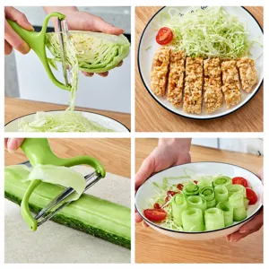 Multi-functional cabbage shredder and vegetable peeler with stainless steel dual blades for kitchen.