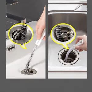 Flexible drain pipe clog remover cleaning brush for kitchen sink and hair clearing tool