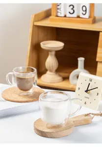 Doppelwandiges Glas mit Henkel isolierte Kaffee Tasse Milch Becher transparentes Wasserglas Detail