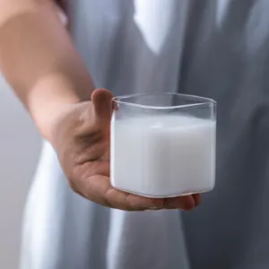 Quadratische Glastasse fuer Milch und Kaffee, hitzebestaendige Fruehstueckstasse neu.