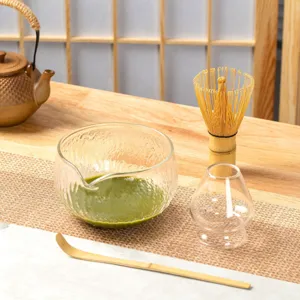 Heat Resistant Glass Hammered Glass Matcha Bowl Household Teacup Tea Whisking Tool Chasen Teaware Set